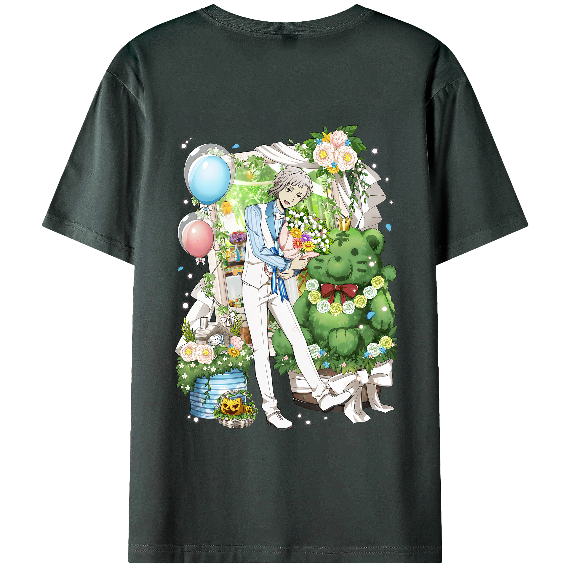 （画像用） 文豪ストレイドッグス Bungo Stray Dogs 綿100％ メンズ半袖Tシャツ（バックプリント） 通気性